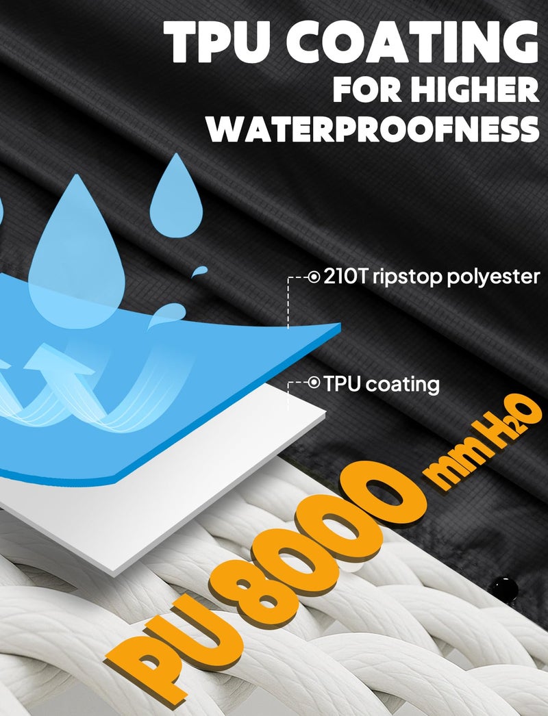 ANYOO Hooded Rain Poncho for Adults Waterproof Lightweight Rain Coats for Men Women Reusable Rain Jacket for Emergency Camping Outdoor Activities (Black) One Size - Image 3